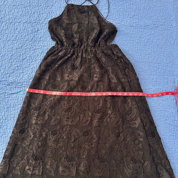 H&M Black Lace Strappy Midi Dress – Size US 6 – Open Back Floral Halter Style - Picture 8 of 12